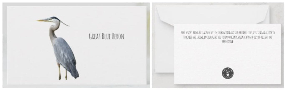 Notecard - The meaning of a Blue Heron Custom Notes Garden Girl NC