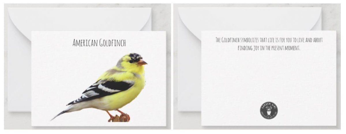 Notecard - The meaning of a Goldfinch Custom Notes Garden Girl NC