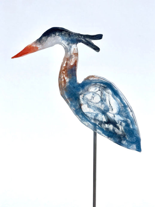 Large Blue Heron - Bird on a Stick Birds on a Stick Garden Girl NC 