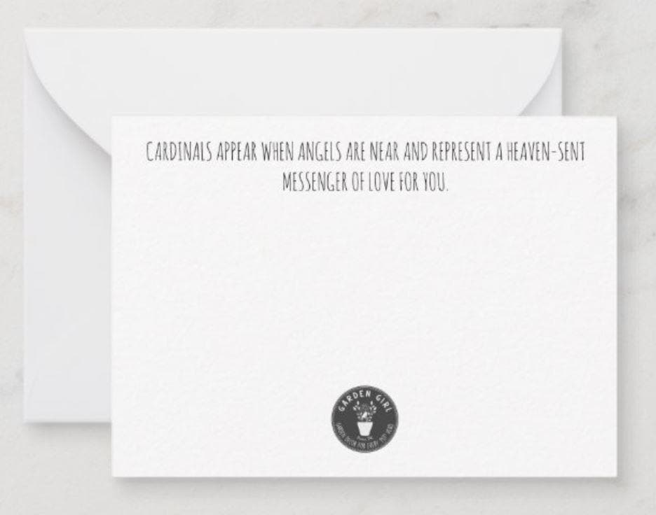 Notecard - The meaning of a Cardinal Cards Garden Girl NC 