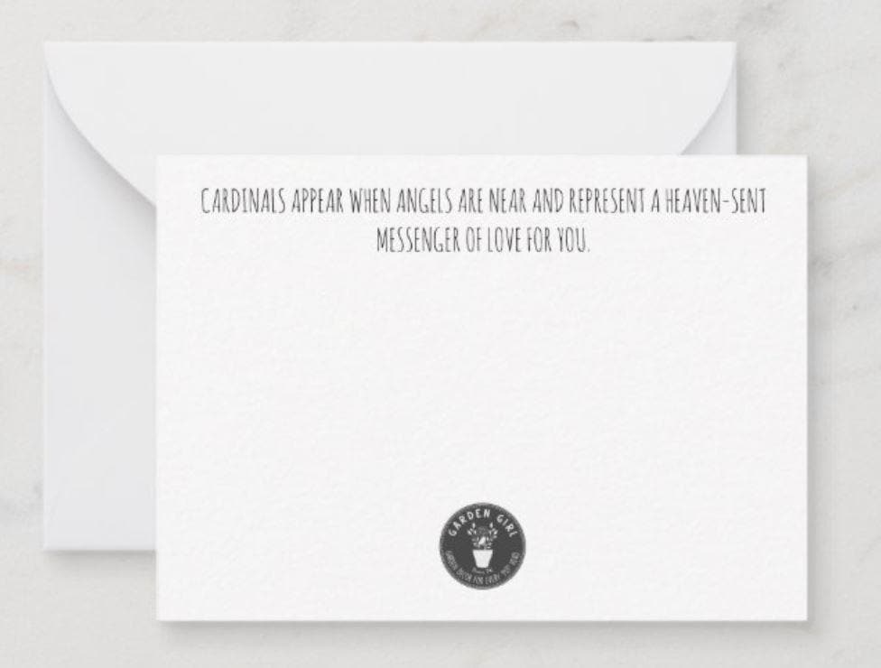 Notecard - The meaning of a Cardinal (Female) Cards Garden Girl NC 