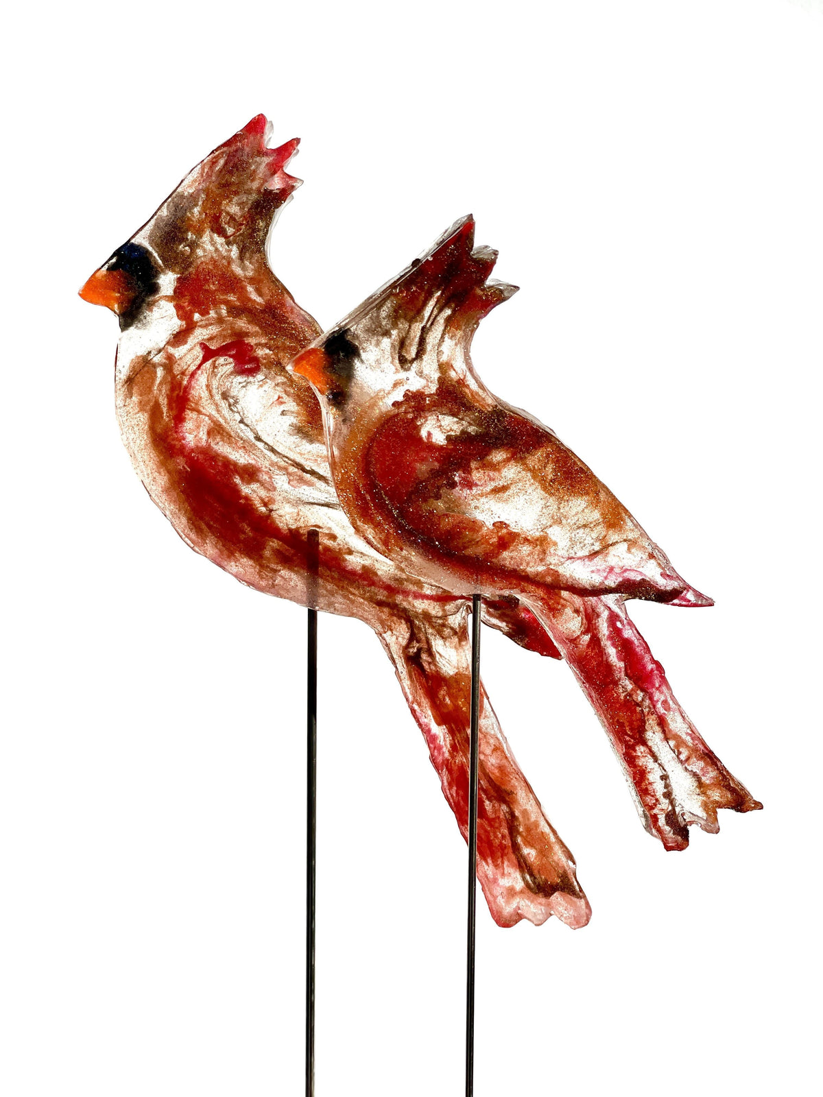 Small Lady (Brown) Cardinal - Bird on a Stick Birds on a Stick Garden Girl NC 